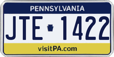 PA license plate JTE1422