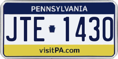 PA license plate JTE1430