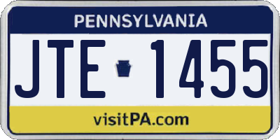PA license plate JTE1455