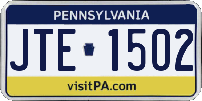 PA license plate JTE1502