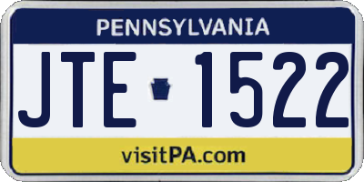 PA license plate JTE1522