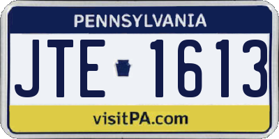 PA license plate JTE1613