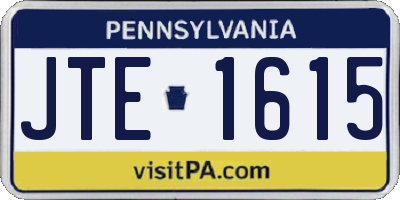 PA license plate JTE1615