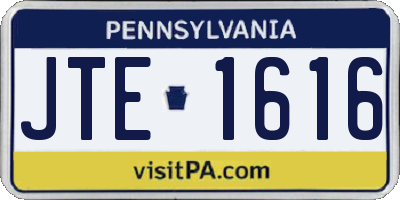 PA license plate JTE1616