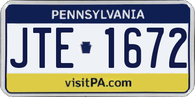 PA license plate JTE1672