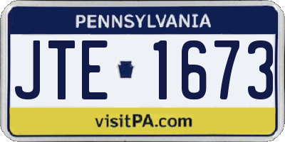 PA license plate JTE1673