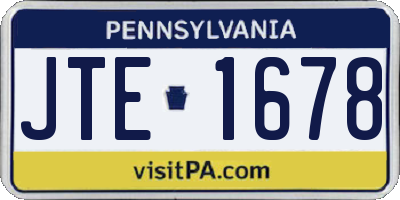 PA license plate JTE1678