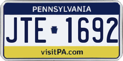 PA license plate JTE1692