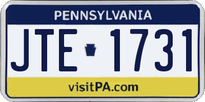 PA license plate JTE1731