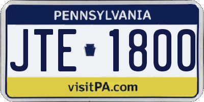 PA license plate JTE1800