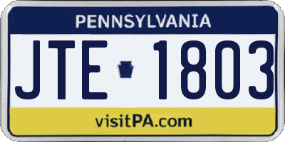 PA license plate JTE1803