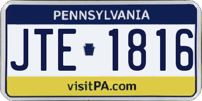 PA license plate JTE1816