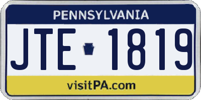PA license plate JTE1819