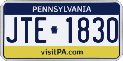 PA license plate JTE1830