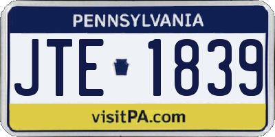 PA license plate JTE1839