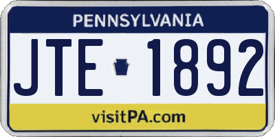PA license plate JTE1892