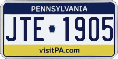 PA license plate JTE1905
