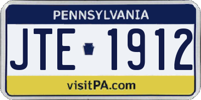 PA license plate JTE1912
