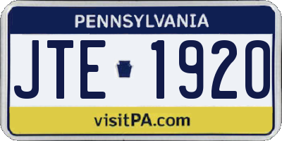 PA license plate JTE1920