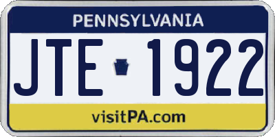 PA license plate JTE1922