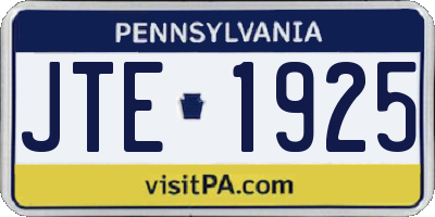 PA license plate JTE1925