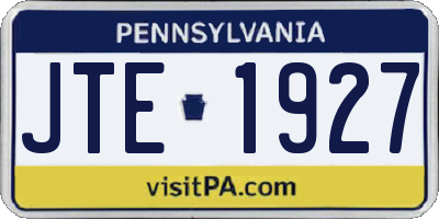 PA license plate JTE1927