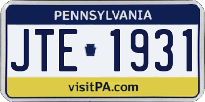 PA license plate JTE1931