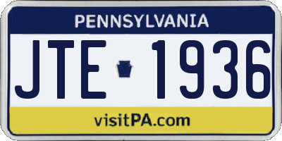 PA license plate JTE1936