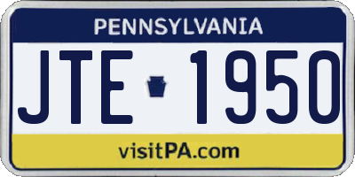 PA license plate JTE1950