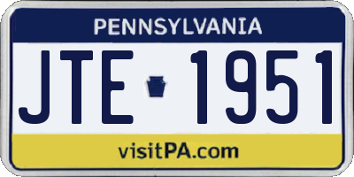 PA license plate JTE1951