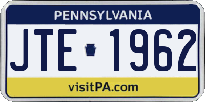 PA license plate JTE1962