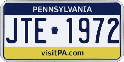 PA license plate JTE1972
