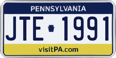 PA license plate JTE1991