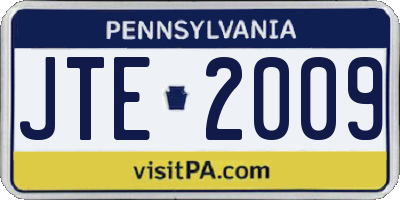 PA license plate JTE2009