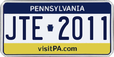 PA license plate JTE2011