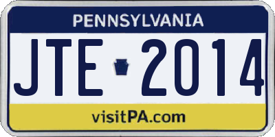 PA license plate JTE2014