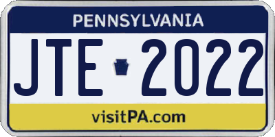 PA license plate JTE2022