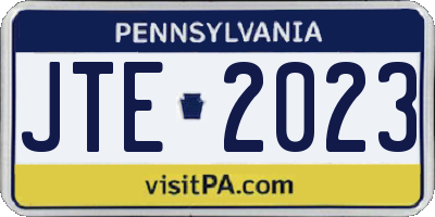 PA license plate JTE2023