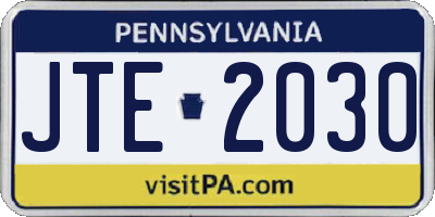 PA license plate JTE2030