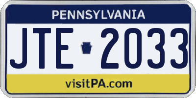 PA license plate JTE2033