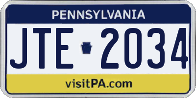 PA license plate JTE2034