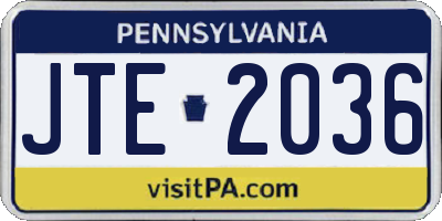 PA license plate JTE2036