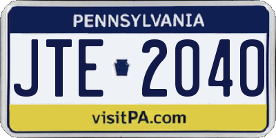 PA license plate JTE2040