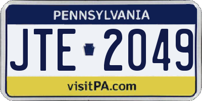 PA license plate JTE2049
