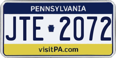 PA license plate JTE2072