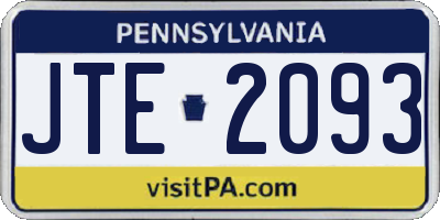 PA license plate JTE2093