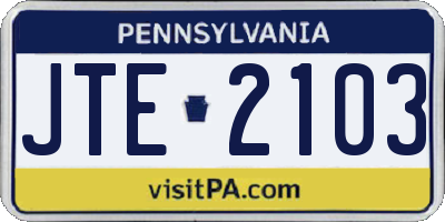 PA license plate JTE2103