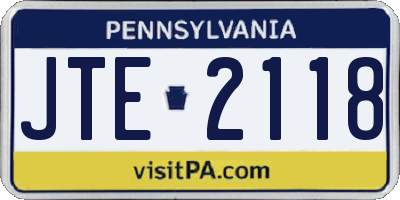PA license plate JTE2118