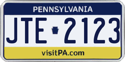 PA license plate JTE2123