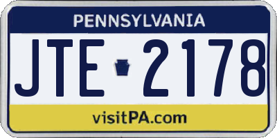 PA license plate JTE2178